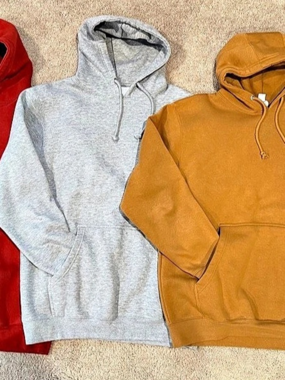 Lot of 3 Medium Lane Seven Heavyweight P/O Hoods - Paprika, Grey, Meerkat